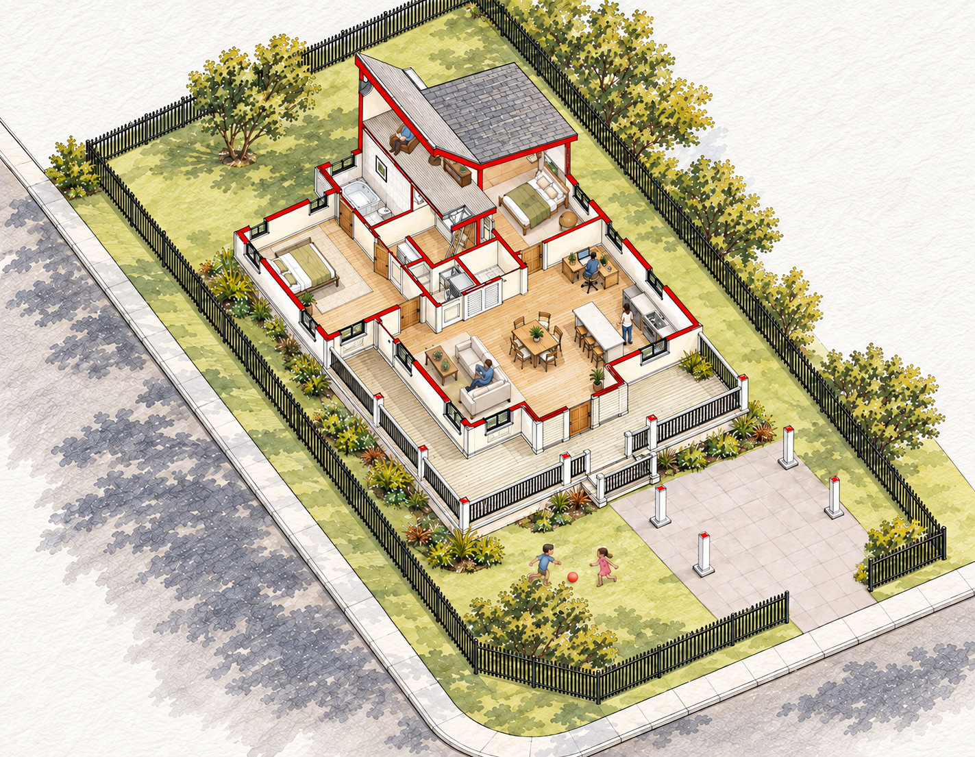 Sectional axonometric