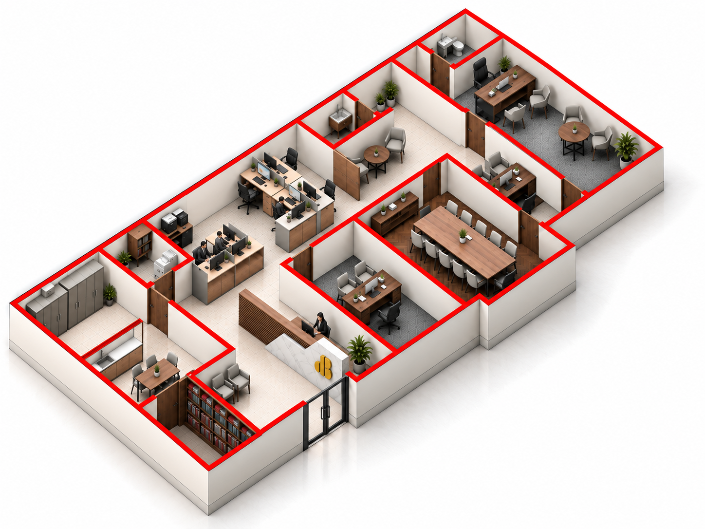 Office planning axonometric