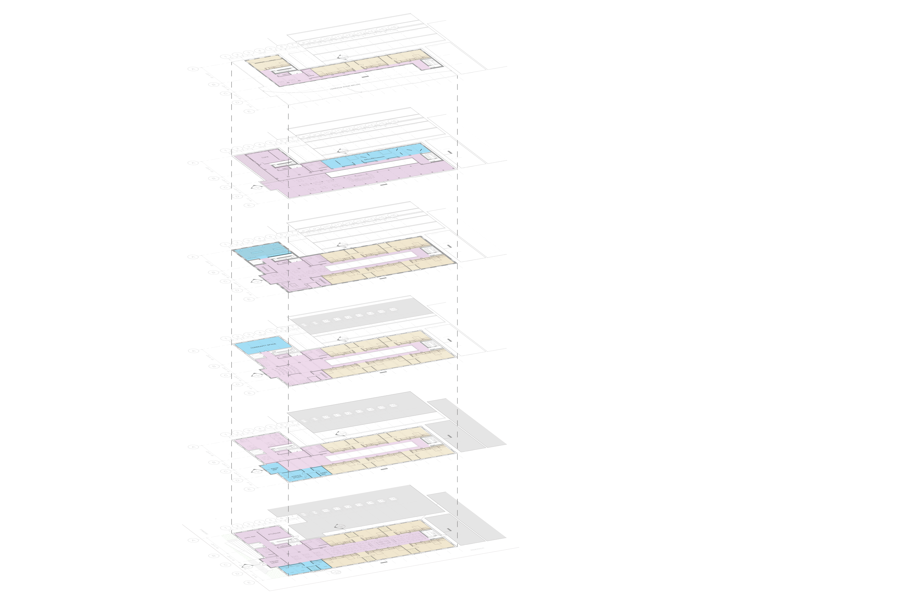 Stacked floor plates